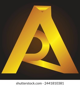 Ar logos for education health graphic industry. Gold letter A on a white background. Vector illustration Eps