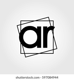 ar lowercase initials square frame business logo