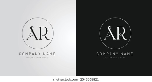 AR luxury letter logo template in Multicolor. Circle logo design vector template