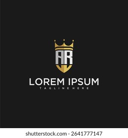 AR luxury letter monogram for crown and shield logo design