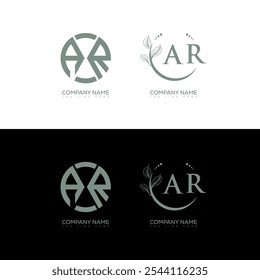 AR minimalist and classic logo set design. AR monogram circle shape vector. AR unique design.
