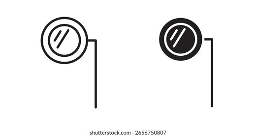 Schwarzes Monokel-Symbol in Farbe. Linien- und Flachsymbole