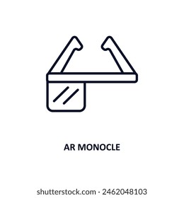 AR-Monokel-Umrisssymbol.  Thin Line-Ikone aus der Kollektion der künstlichen Intelligenz und Zukunftstechnologie. Bearbeitbare Vektorgrafik auf weißem Hintergrund