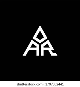AR monogram logo with 3 pieces shape isolated on triangle design template