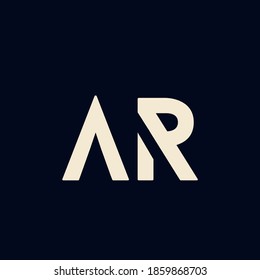 AR monogram logo.Abstract geometric typographic icon.Uppercase letter a and letter r.Lettering sign isolated on dark background.Alphabet initials.Modern,corporate,web,tech character shapes.