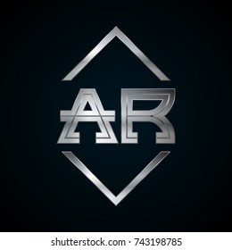 AR Monogram, Metal Logo, Silver Logo
