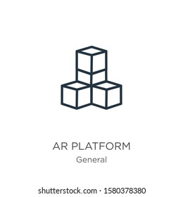 Ar platform icon. Thin linear ar platform outline icon isolated on white background from general collection. Line vector sign, symbol for web and mobile