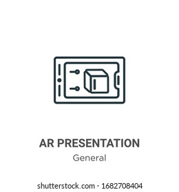 Ar presentation outline vector icon. Thin line black ar presentation icon, flat vector simple element illustration from editable general concept isolated stroke on white background