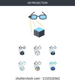 AR projection concept all styles simple icon shape. Simple flat illustration. AR projection concept symbol line design from Augmented reality set. Can be used for web UI/UX