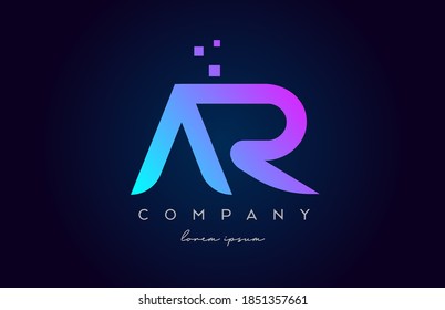 AR A R alphabet letter logo icon combination. Creative design for company and business in pink blue colours