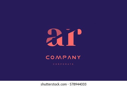 ar a r alphabet small letter blue pink creative design vector company logo icon template 