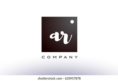 AR A R black white handwritten handwriting alphabet company letter logo square design template dot dots creative abstract