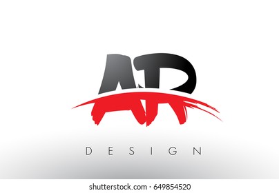 AR A R Brush Logo Letters Design with Red and Black Colors and Brush Letter Concept.