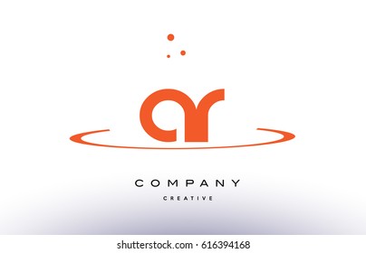 AR A R creative orange swoosh dots alphabet company letter logo design vector icon template