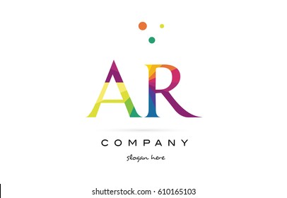 ar a r  creative rainbow colors colored alphabet company letter logo design vector icon template