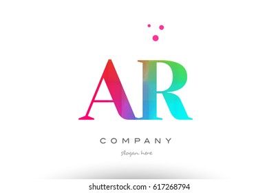 AR A R creative rainbow colors colored artistic alphabet company letter logo design vector icon template