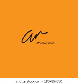 AR A R initial handwriting or handwritten logo for orange initial