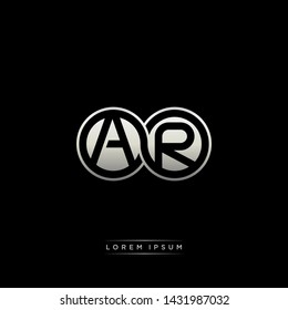 AR A R initial letter linked circle capital monogram logo modern template silver color edition