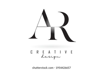 AR un concepto de logotipo de diseño de letra r con tipo de letra serif y estilo elegante. Icono de ilustración del vector con letras A y R.