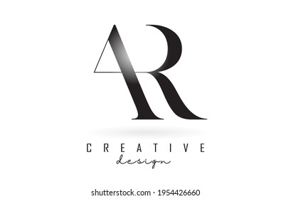 AR a r letter design logo logotype concept with serif font and elegant style. Vector illustration icon with letters A and R.