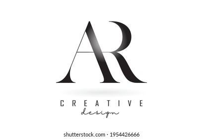 AR a r letter design logo logotype concept with serif font and elegant style. Vector illustration icon with letters A and R.