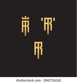 AR or RA gold letter logo. Unique attractive creative modern initial AR RA A R initial based letter icon logo,with crown logo vector logo