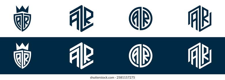 AR RA letter logo set design