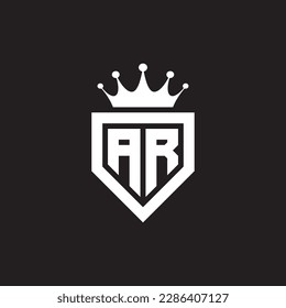 AR or RA logo monogram symbol shield with crown shape design vector
