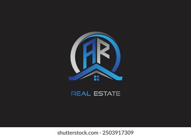 AR real estate letters logo design for construction or house. AR real estate letters logo Vector design
