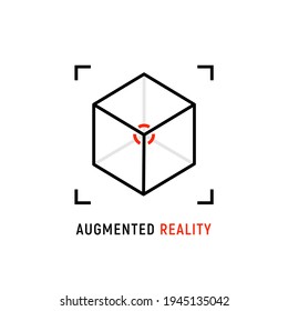 AR reality symbol vector icon. Virtual augmented reality cube screen 3d logo
