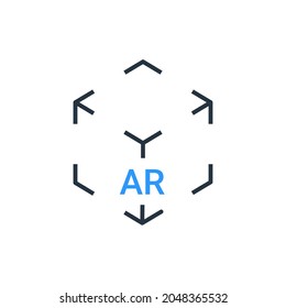 AR reality symbol vector icon. Virtual augmented reality cube screen 3d logo