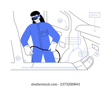 AR in repair and maintenance abstract concept vector illustration. VR devices, providing with useful information, suggest potential fixes, and point out potential trouble areas abstract metaphor.