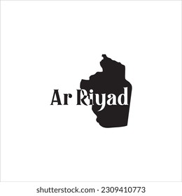 Ar Riyad map and black lettering design on white background