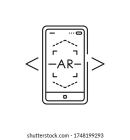 AR-Scannen der schwarzen Linie Symbol. Interaktive Visualisierungsplattform. Piktogramm für Webseiten, mobile App, Promo. UI UX GUI Design Element.