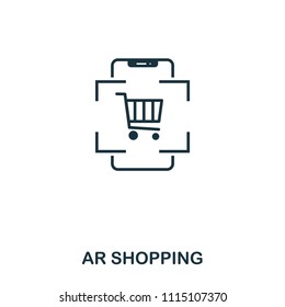 Ar Shopping icon. Mobile app, printing, web site icon. Simple element sing. Monochrome Ar Shopping icon illustration.
