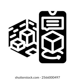 ar smartphone augmented reality glyph icon vector. ar smartphone augmented reality sign. isolated symbol illustration