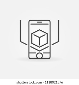 AR smart-phone vector minimal icon or symbol in thin line style