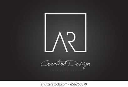 AR Square Framed Letter Logo Design Vector with Black and White Colors.