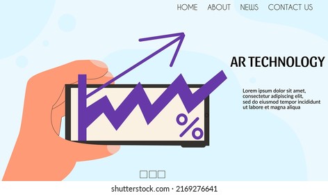 Ar technology. Augmented reality business banner. Landing page. Vector illustration in flat style.