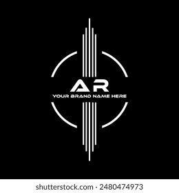 AR three letter modern logo design on black color background
