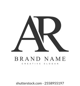 AR trendy logotype template. Initial letter a and r classic font style. Creative logo for company name or identity. Vector illustration.