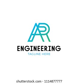 AR vector letter logo template. Augmented reality logotype  symbol illustration. Technology company label sign isolated on background. Creative modern typography monogram icon
