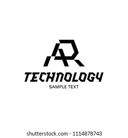 AR vector letter logo template. Augmented reality logotype  symbol illustration. Technology company label sign isolated on background. Creative modern typography monogram icon