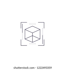 AR vector line icon with cube
