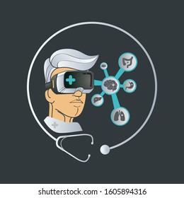 AR And VR Healthcare Icon Logo Vector, Technology Trends Healthcare Digital Transformation.