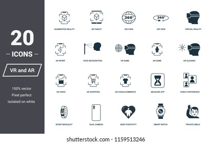 AR and VR icons set. Premium quality symbol collection. AR and VR icon set simple elements. Ready to use in web design, apps, software, print