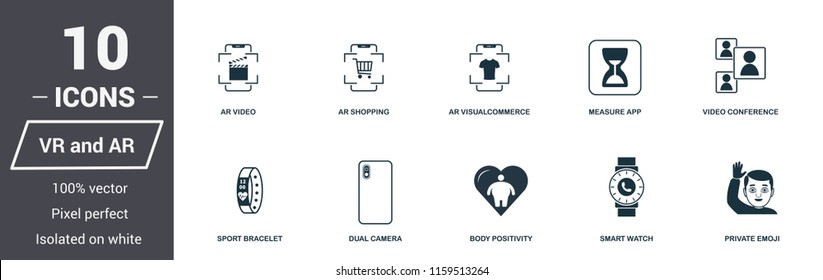 AR and VR icons set. Premium quality symbol collection. AR and VR icon set simple elements. Ready to use in web design, apps, software, print