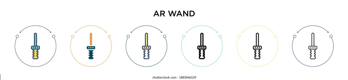 Ar wand icon in filled, thin line, outline and stroke style. Vector illustration of two colored and black ar wand vector icons designs can be used for mobile, ui, web