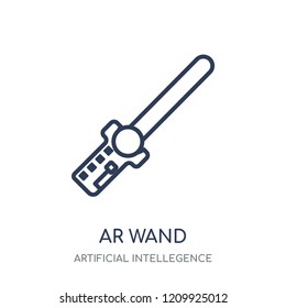 Ar wand icon. Ar wand linear symbol design from Artificial Intellegence collection.