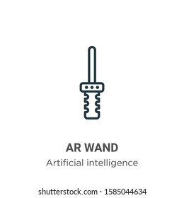Ar wand outline vector icon. Thin line black ar wand icon, flat vector simple element illustration from editable augmented reality concept isolated on white background